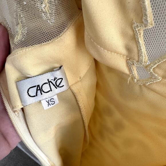 Vintage Cache Beaded Prom Maxi Dress Yellow - Picture 7 of 7